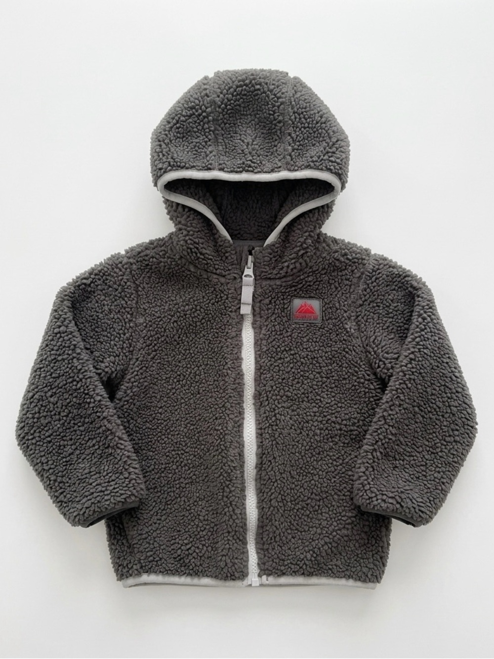 Kids Grey Sherpa Fleece Full Zip Hoodie snozu Jacket Coat